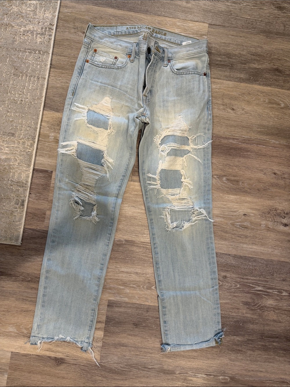 American Eagle Outfitters Light Blue Slim Straight Ripped Jeans